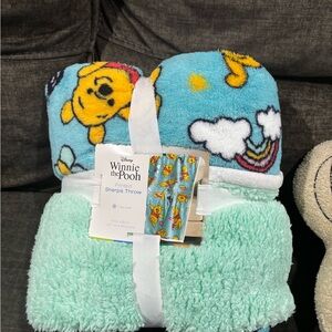 Disney Winnie the Pooh Blue and Yellow Sherpa Throw